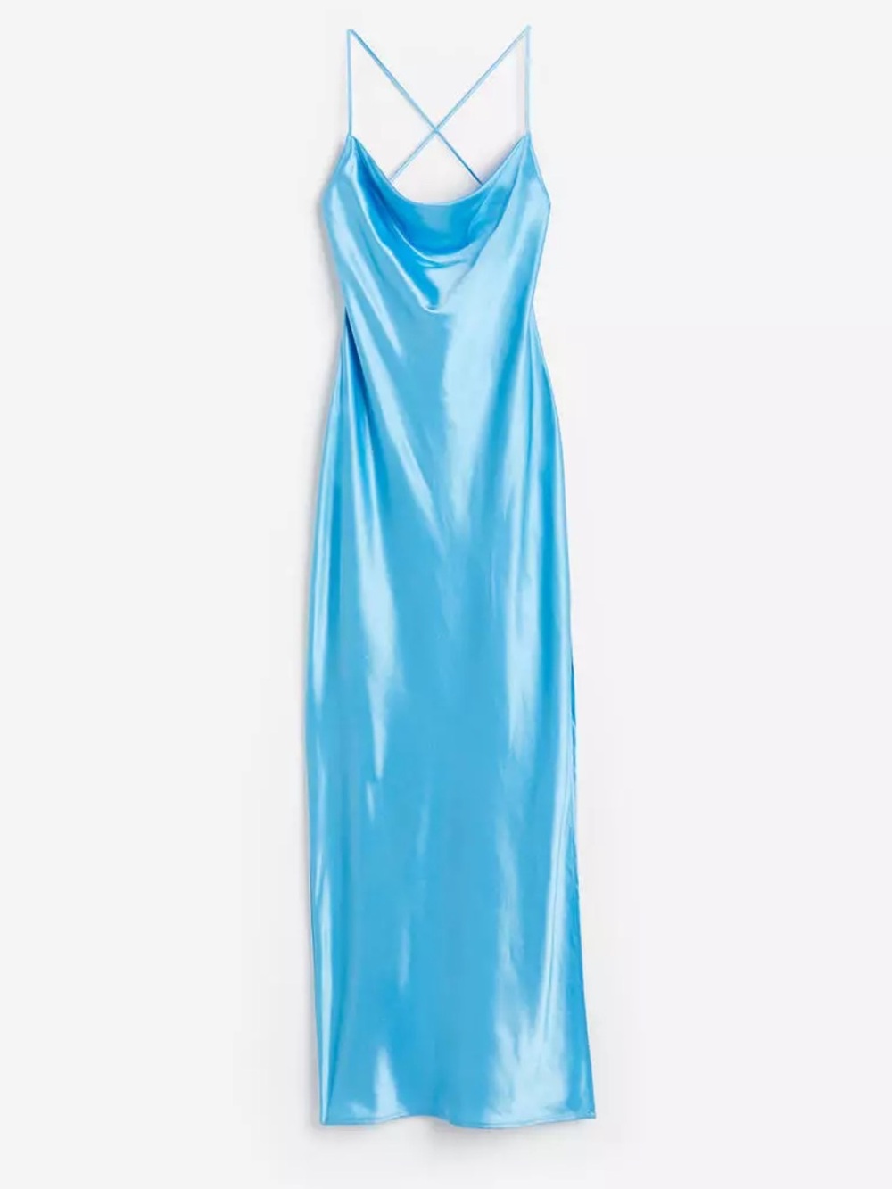 H&M Satin Slip Maxi Dress in Bright Blue